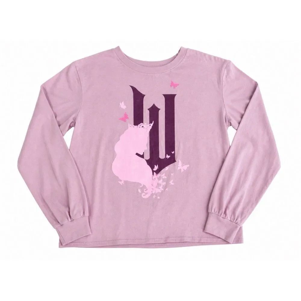 Wicked Glinda Pink Long Sleeve Graphic Tee Girls Butterfly Top S adult